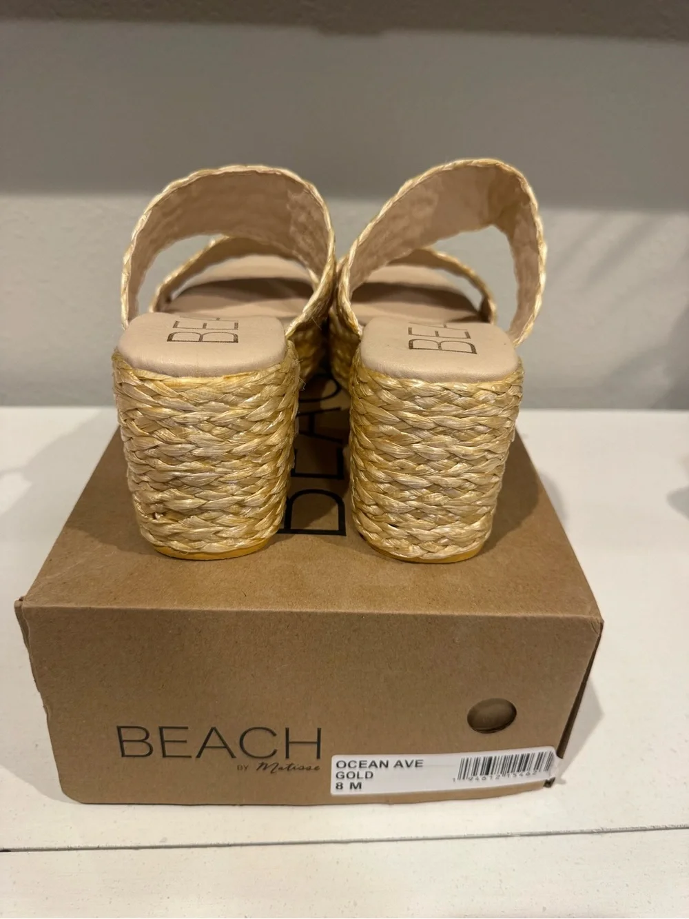 Matisse Gold Braided Platform Slide Sandals